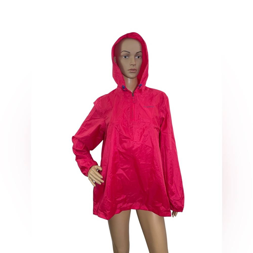 Quechua Women’s Size XS/S Long Sleeve Pink Packable Hooded Raincoat Jacket Pink